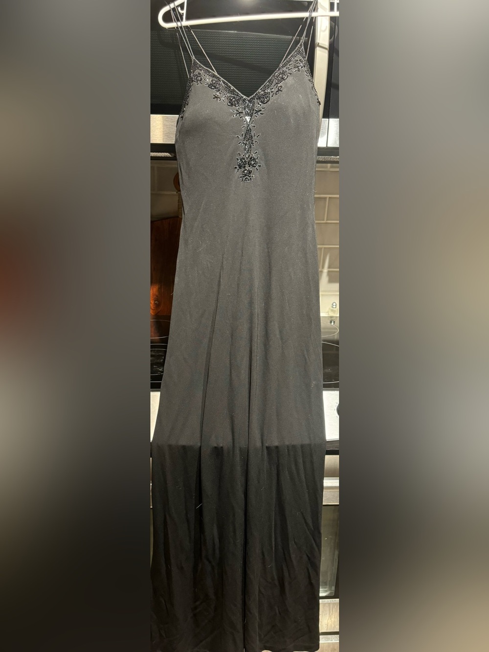 Black Embellished V-Neck Slip Dress